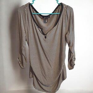 White House|Black Market white and black striped XL shirt, 3/4 sleeve